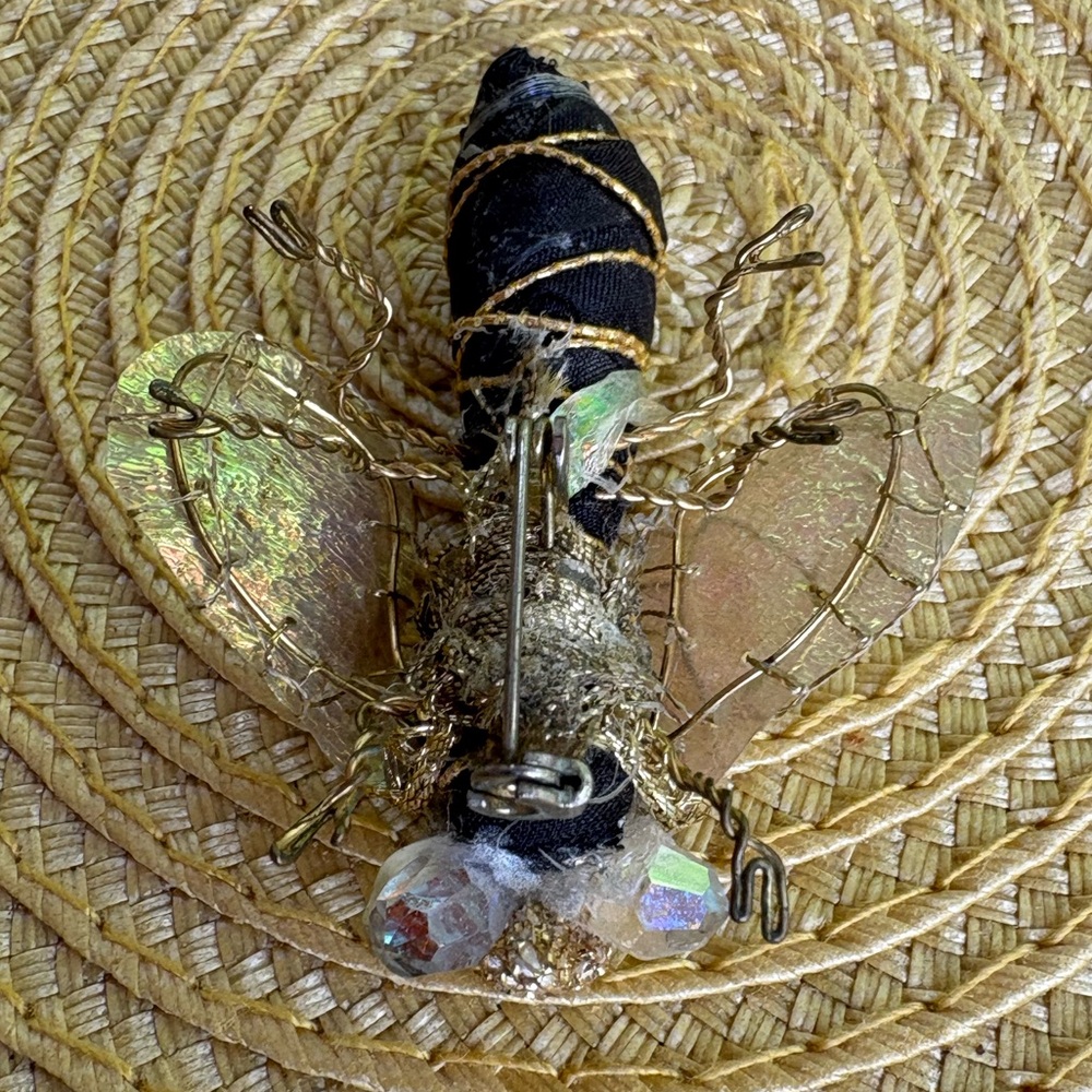 Handcrafted Bee Brooch with Shimmering Gold Accents - Picture 9 of 11